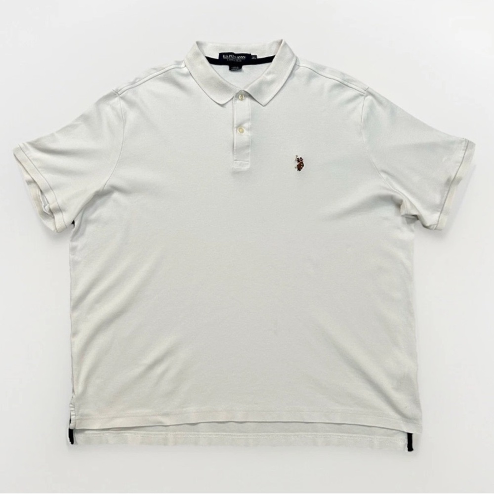 U.S. Polo Assn. Men's 2XL White Polo Shirt Luxury Feel Cotton Golf EUC